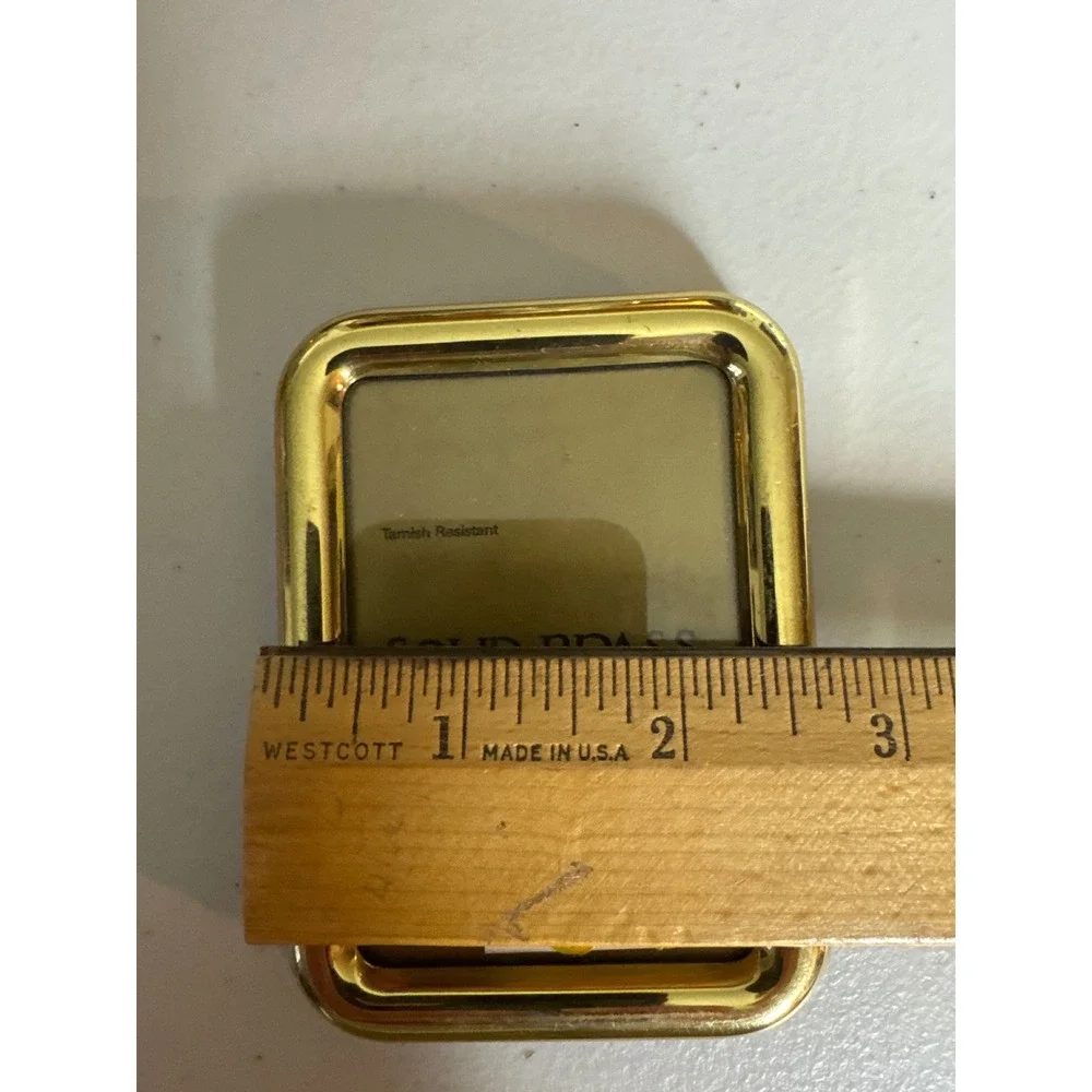 Vintage Solid Brass Picture Frame Polished Lacquer Coated Gold 2.25x3.25 Small